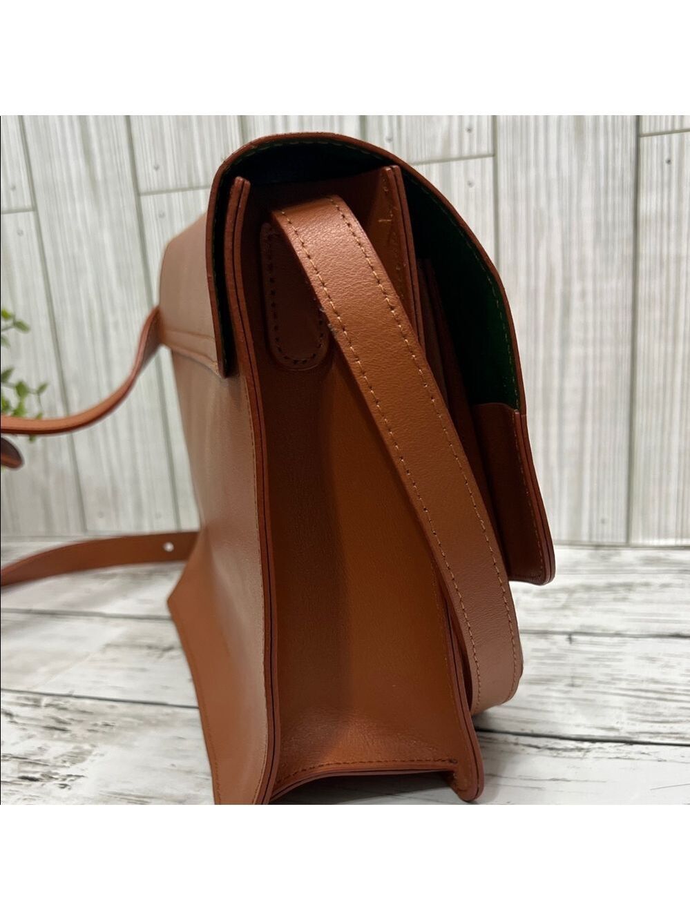 Le Junev Brown Leather Crossbody Shoulder Bag Messenger Satchel - Picture 6 of 11